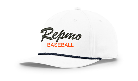 Repmo Baseball Club Merch Winter 2025 | EMB: Repmo Script Baseball | 258 Rope Snapback | A490