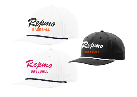 Repmo Baseball Club Merch 2025 | Repmo Script Baseball | 258 Rope Snapback | A310