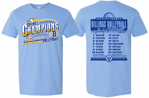 Billings Volleyball District Champs | Short Sleeve Tee | A483