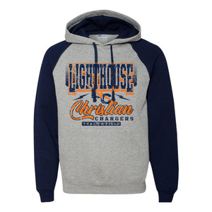 Chargers Fan Gear "Script" | Colorblocked Raglan Hoodie | A224