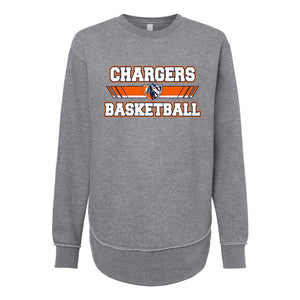 Lighthouse Chargers Basketball Fanwear | Diagonal Lines Women's Fleece Crewneck | A174