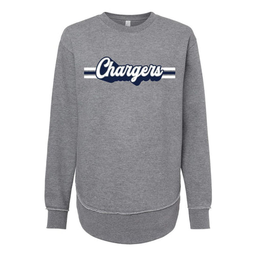 Lighthouse Chargers Basketball Fanwear | Retro Stripes Women's Fleece Crewneck | A174